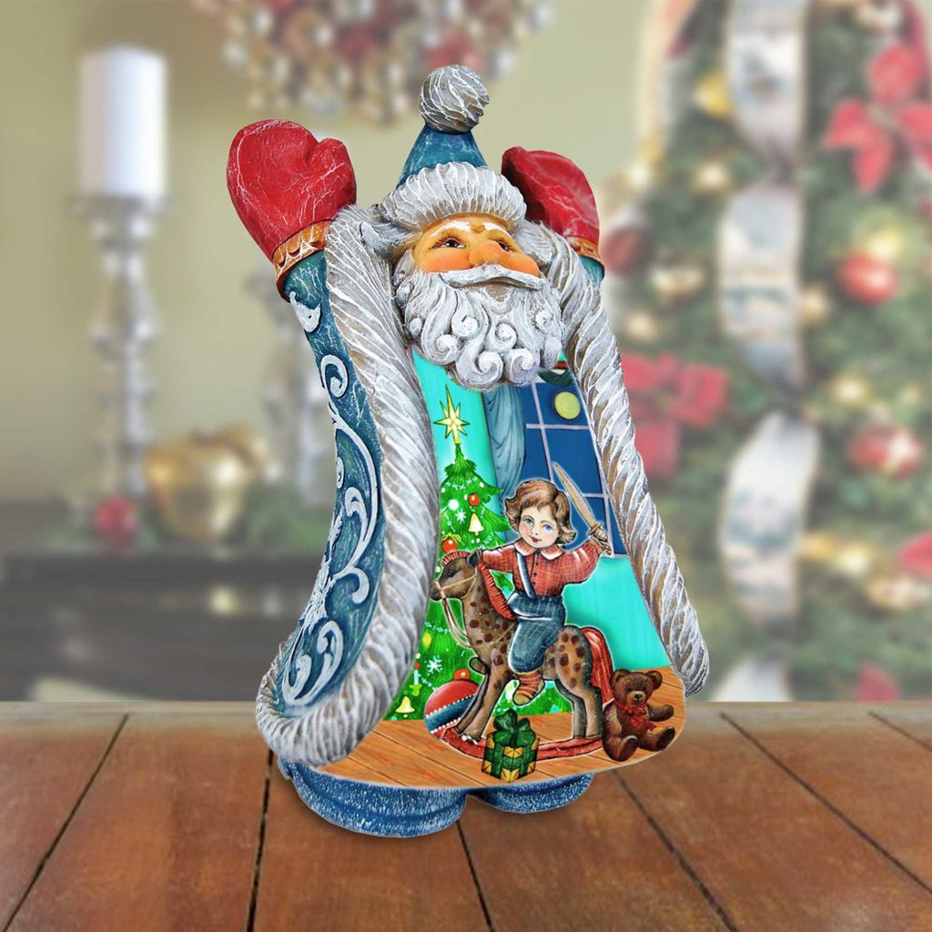Rocking Horse Fun Santa Handcrafted Christmas Figurine - G. DeBrekht - Christmas Santa Snowman Decor - 531223