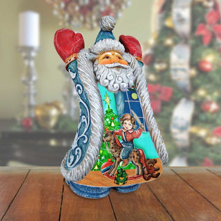 Rocking Horse Fun Santa Handcrafted Christmas Figurine - G. DeBrekht - Christmas Santa Snowman Decor - 531223