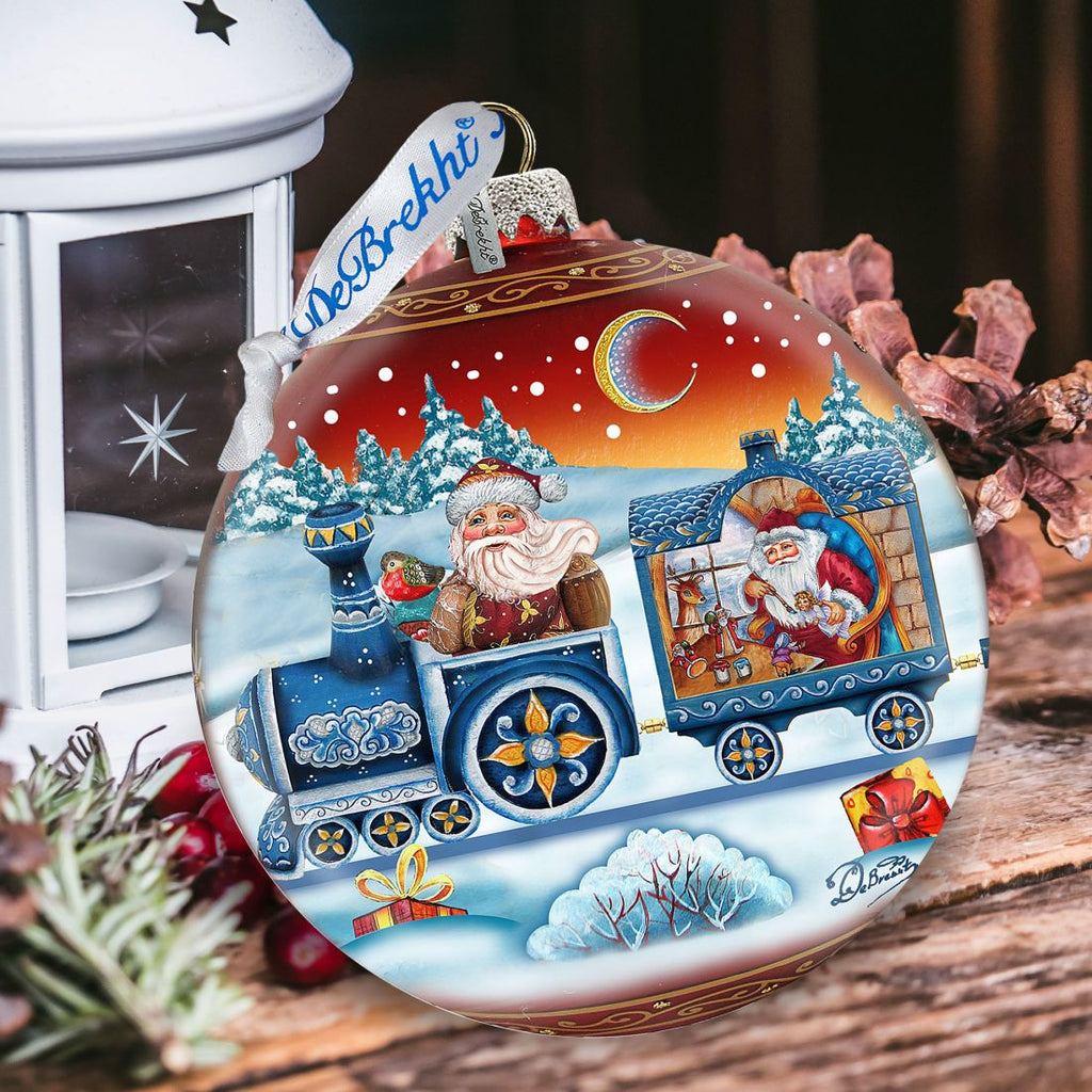 Express Train Ball Red Glass Ornament Limited Edition by G. DeBrekht - Christmas Santa Snowman Decor - 73873R