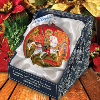 Icon Saint George Ball Glass Ornament by G. DeBrekht - Nativity Holiday Decor - 73214
