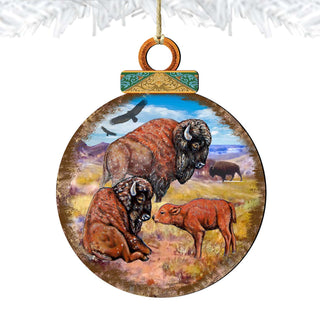 Buffalos Ball Wooden Ornaments by G. DeBrekht - Wildlife Holiday Decor - 8025218