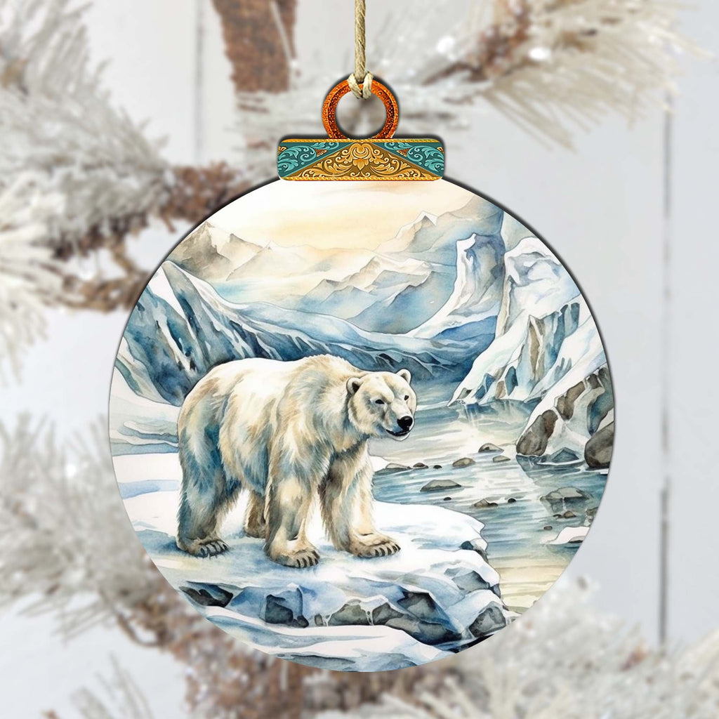 Polar Bear with Cub Wooden Ornaments by G.Debrekht - Wildlife Holiday Decor - 870048