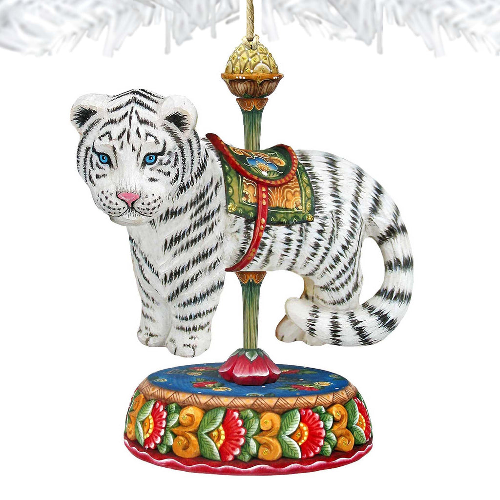 Carousel Tiger Christmas Wooden Ornaments by G. DeBrekht - Carousel Holiday Decor - 8114046