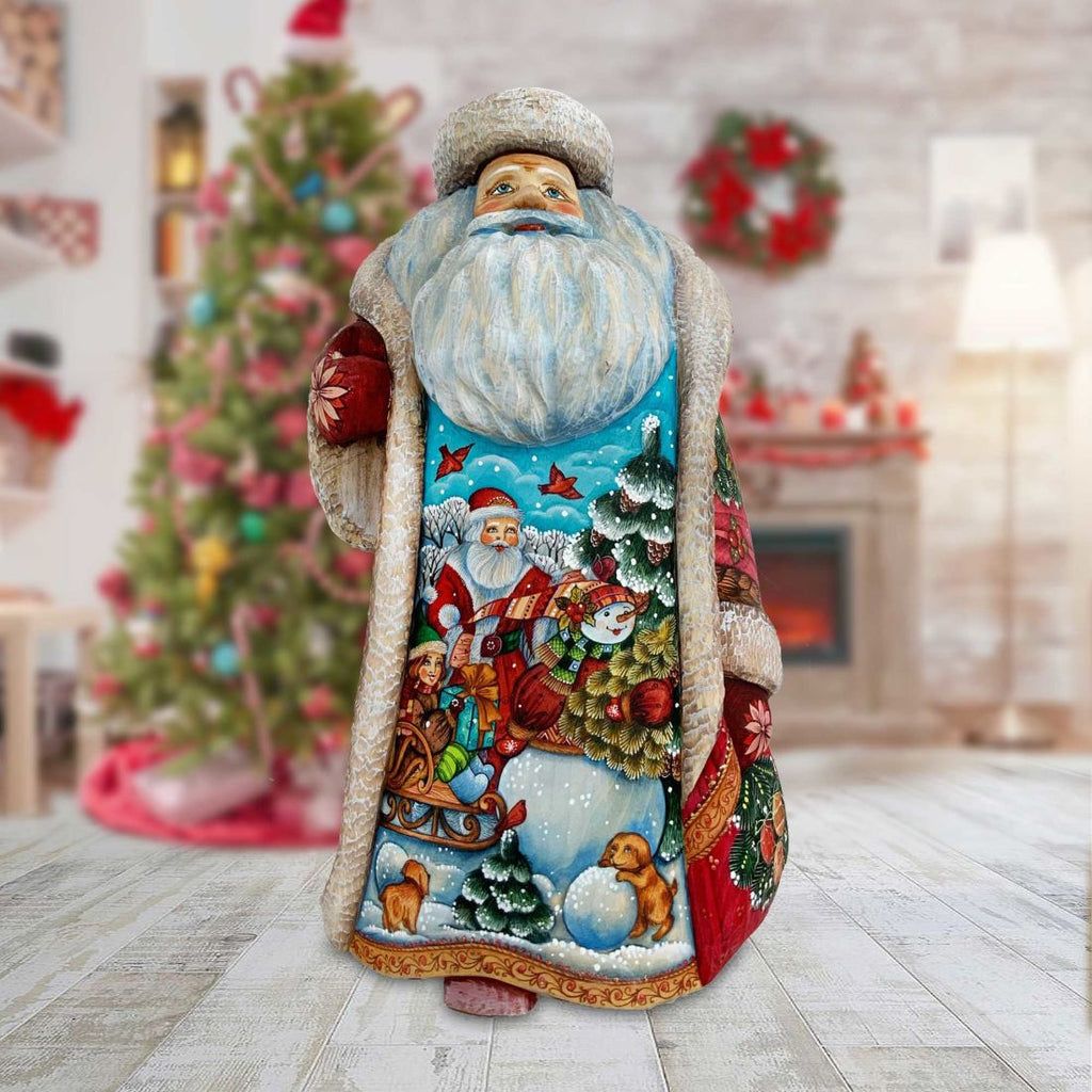 First Snow's Play Day Santa Hand-Painted WOODCARVED Masterpiece by G. DeBrekht - Christmas Decor - 241141