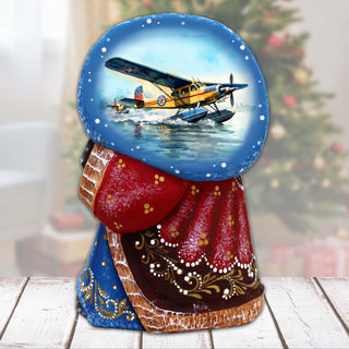 Airplane Santa with Bag Hand-Painted WOODCARVED Masterpiece by G. DeBrekht - Christmas Decor - 8215564