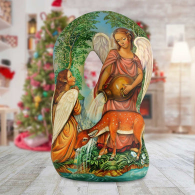 Deer Blessing Angel Hand-Painted WOODCARVED Masterpiece by G. DeBrekht - Nativity Holiday Decor - L291827