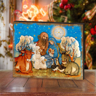 Nostalgic Nativity Wooden Wall Art by G. DeBrekht - Nativity Holiday Decor - 8673852B