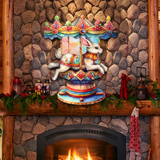 Carousel Bunny Holiday Door Decor by G. Debrekht - Christmas Decor - 8611026H