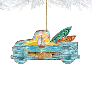 Surfer Truck Wooden Ornaments by G. DeBrekht - Coastal Holiday Decor - 8198554