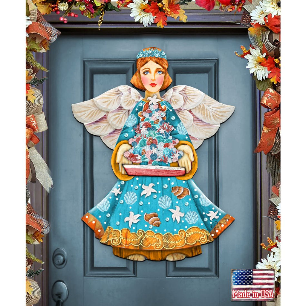 Christmas Tree Boat Guardian Door Decor by G. DeBrekht - Coastal Holiday Decor - 8152724-3H