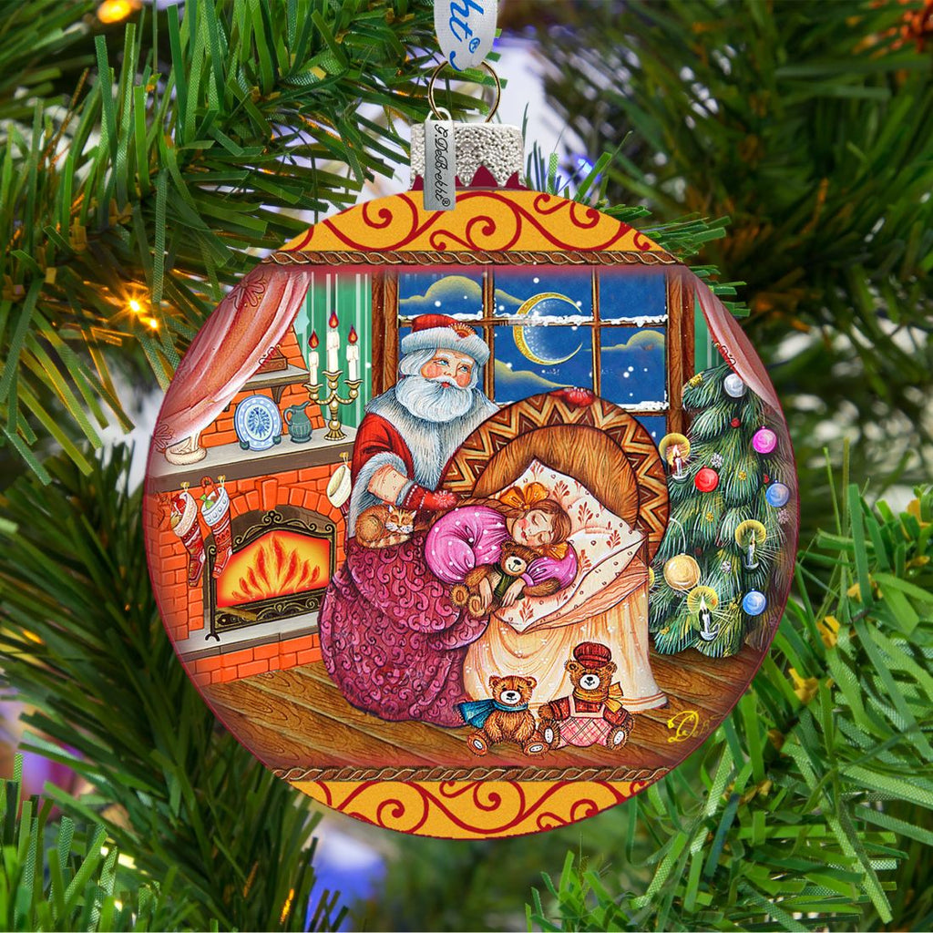 Christmas Ball Glass Ornament by G. DeBrekht - Christmas Santa Snowman Decor - 73615