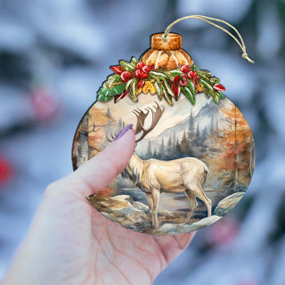 Alaskan Majestic Elk Wooden Ornaments by G.Debrekht - Wildlife Holiday Decor - 870028