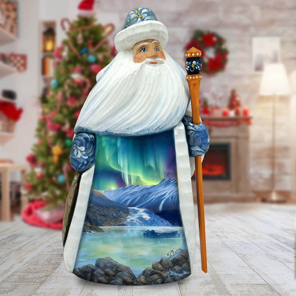 Northern Lights Santa Hand-Painted WOODCARVED Masterpiece by G. DeBrekht - Wildlife Holiday Decor - 8214883