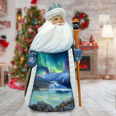 Northern Lights Santa Hand-Painted WOODCARVED Masterpiece by G. DeBrekht - Wildlife Holiday Decor - 8214883
