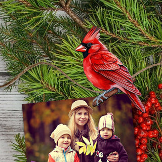 Winter Birds Clip-On Eco Wood Decorative Ornaments Set of 3 by G. Debrekht - Christmas Décor - 8091005C-S3