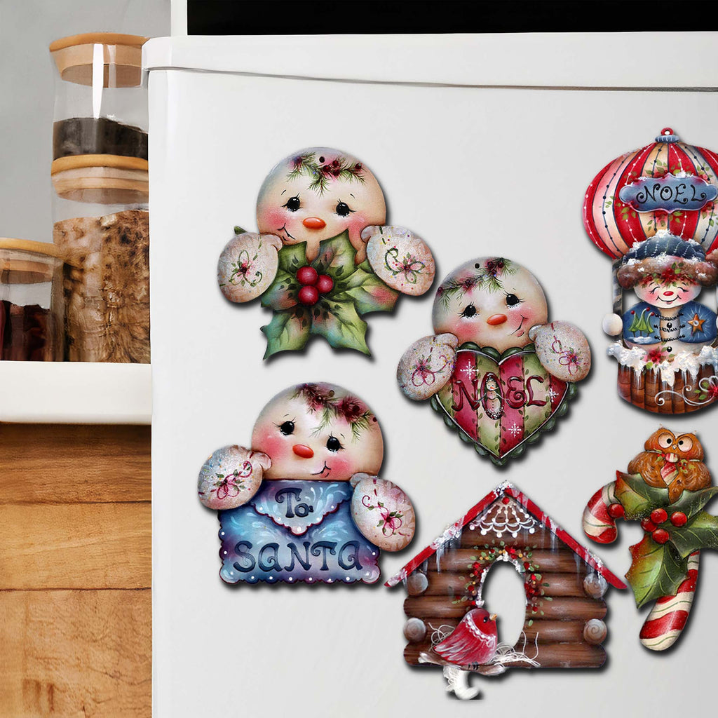 Giggles and Gifts Decorative Eco Wood Magnets Set of 6 by Jamie Mills-Price - Christmas Décor - 8090048G-S6-MP
