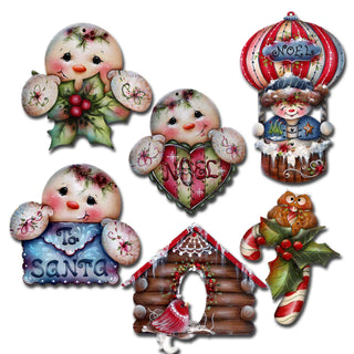 Giggles and Gifts Decorative Eco Wood Magnets Set of 6 by Jamie Mills-Price - Christmas Décor - 8090048G-S6-MP