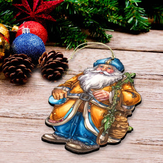 Colorful Santa Decorative Eco Wood Ornaments Set of 3 by G. Debrekht - Christmas Décor - 8091050-1-S3