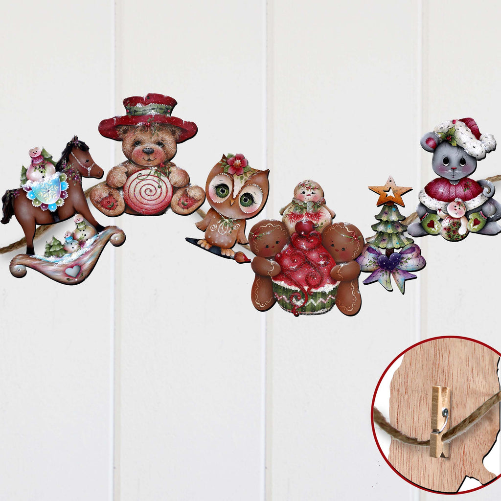 Spirit of Christmas Clip-On Eco Wood Decorative Ornaments Set of 6 by Jamie Mills-Price - Christmas Décor - 8090052C-MP-S6