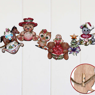 Spirit of Christmas Clip-On Eco Wood Decorative Ornaments Set of 6 by Jamie Mills-Price - Christmas Décor - 8090052C-MP-S6