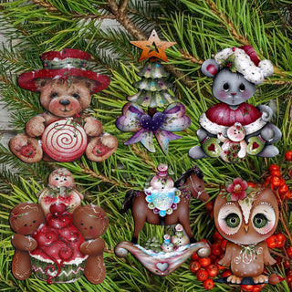 Spirit of Christmas Clip-On Eco Wood Decorative Ornaments Set of 6 by Jamie Mills-Price - Christmas Décor - 8090052C-MP-S6