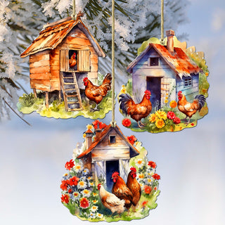 Spring on the Farm Decorative Eco Wood Ornaments Set of 3 by G. Debrekht - Easter Décor - 8091056-S3