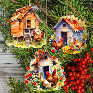 Spring on the Farm Decorative Eco Wood Ornaments Set of 3 by G. Debrekht - Easter Décor - 8091056-S3