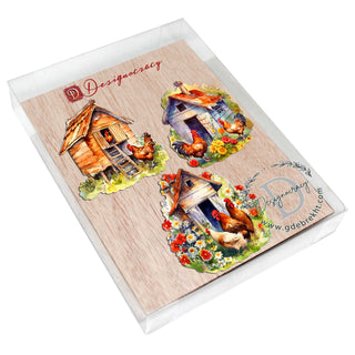 Spring on the Farm Decorative Eco Wood Ornaments Set of 3 by G. Debrekht - Easter Décor - 8091056-S3