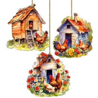 Spring on the Farm Decorative Eco Wood Ornaments Set of 3 by G. Debrekht - Easter Décor - 8091056-S3