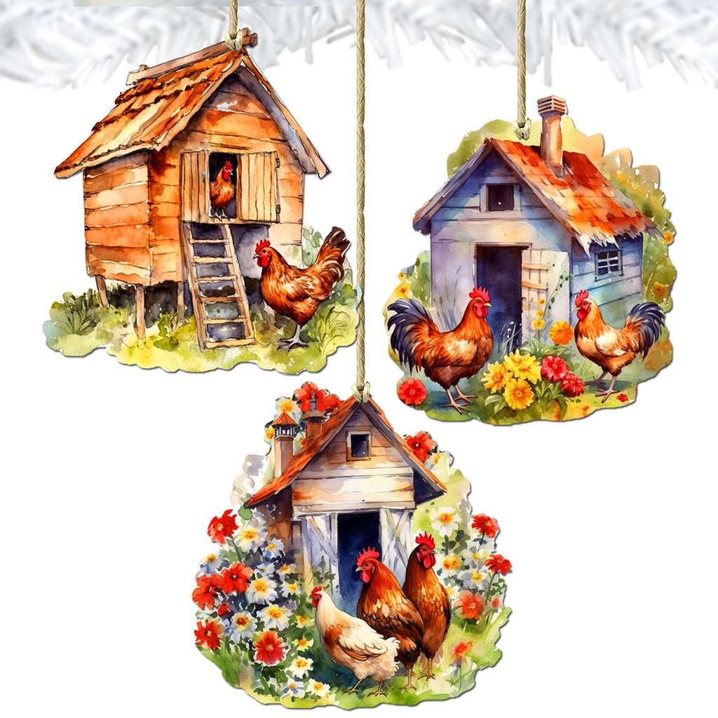 Spring on the Farm Decorative Eco Wood Ornaments Set of 3 by G. Debrekht - Easter Décor - 8091056-S3