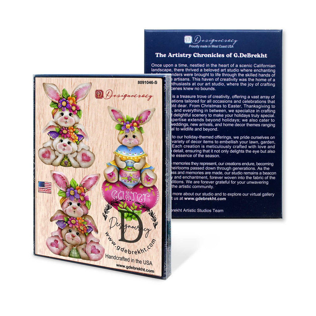 Easter Bunnies Clip-On Eco Wood Decorative Ornaments Set of 3 by J. Mills-Price - Easter Spring Decor - 8091046C-S3