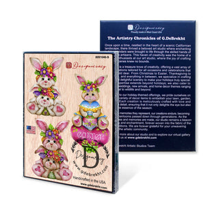 Easter Bunnies Clip-On Eco Wood Decorative Ornaments Set of 3 by J. Mills-Price - Easter Spring Decor - 8091046C-S3