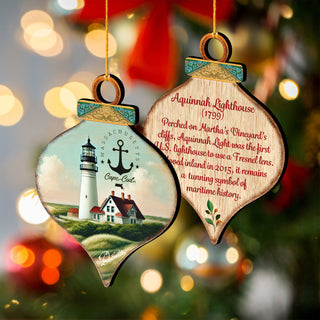 Cape Cod Lighthouse Ornaments Set of 3 by G. Debrekht - Coastal Holiday Decor - 8091047-S3