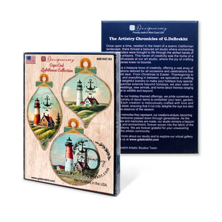 Cape Cod Lighthouse Ornaments Set of 3 by G. Debrekht - Coastal Holiday Decor - 8091047-S3