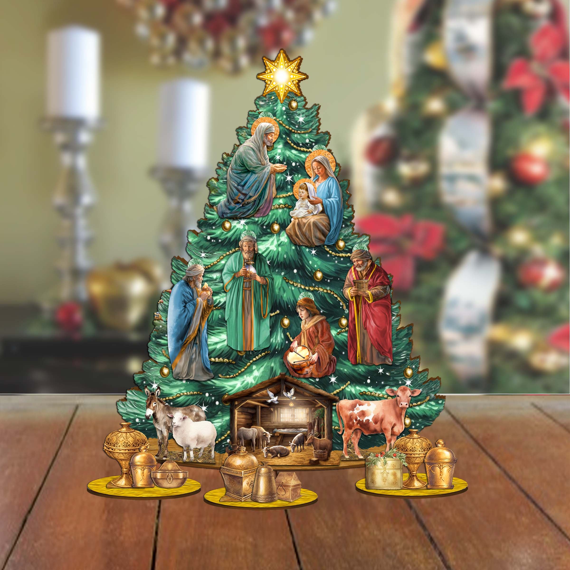 Nativity Ball Wooden Ornaments by Gelsinger | Nativity Holiday Decor - 8023852