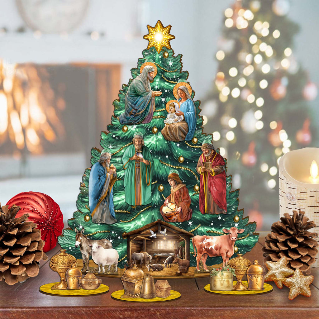 Regal Nativity Christmas Tree Eco Wood Set by D. Gelsinger Christmas Décor - 8091503-3