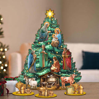Regal Nativity Christmas Tree Eco Wood Set by D. Gelsinger Christmas Décor - 8091503-3