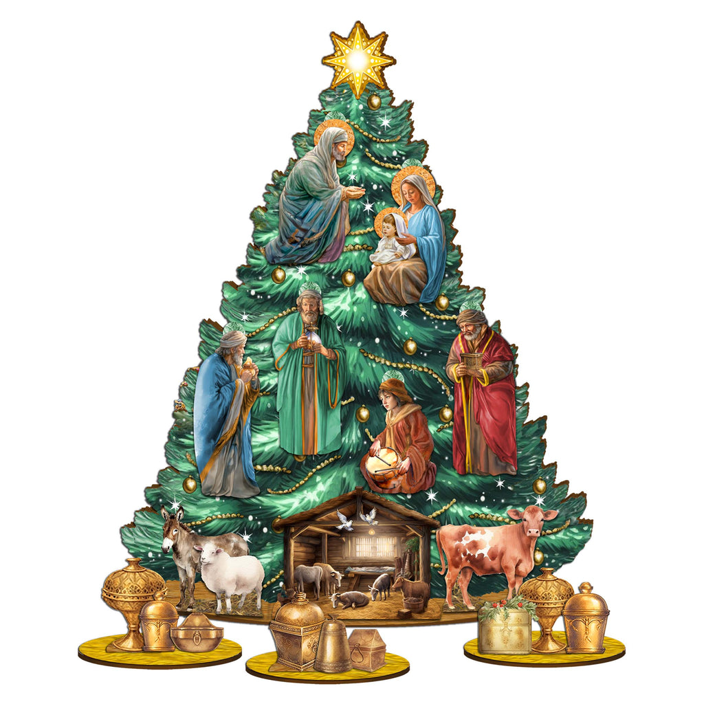 Regal Nativity Christmas Tree Eco Wood Set by D. Gelsinger Christmas Décor - 8091503-3