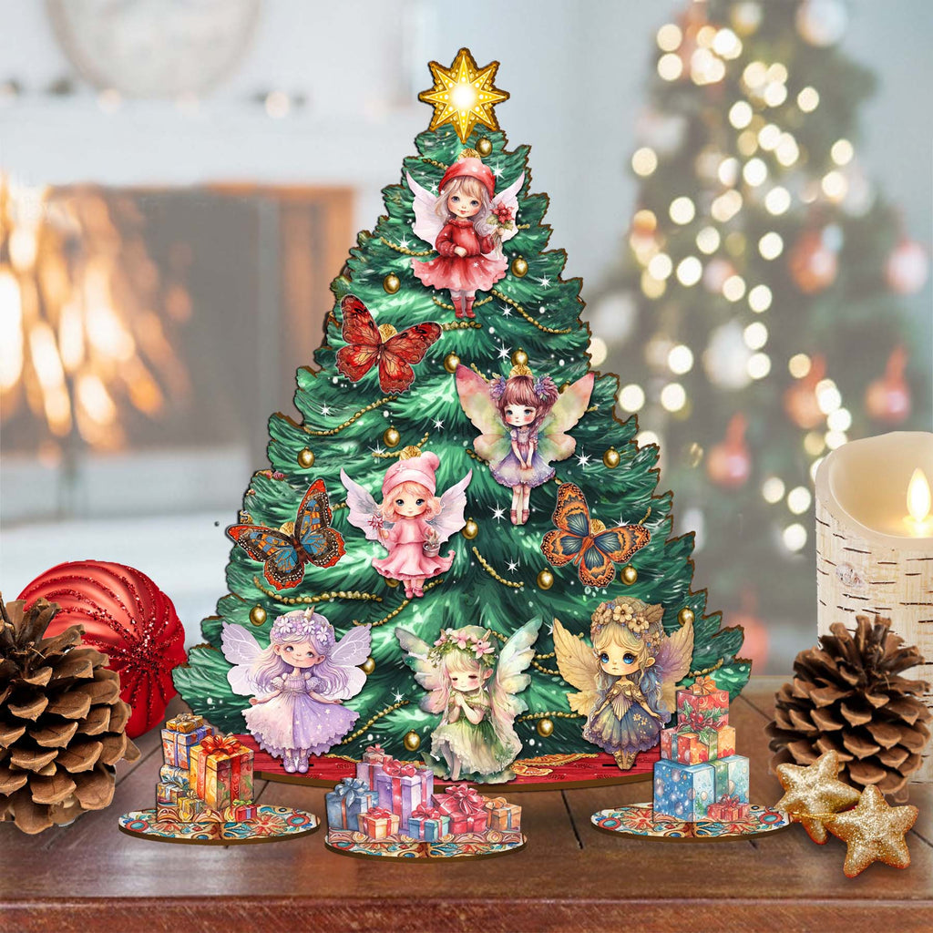 Fairies and Butterflies Christmas Tree Eco Wood Set by G.DeBrekht Christmas Décor - 8091522