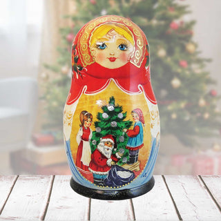 Christmas Night Matreshka Nesting Hand-Painted Dolls Set of 5 by G. DeBrekht - Christmas Decor - 130272