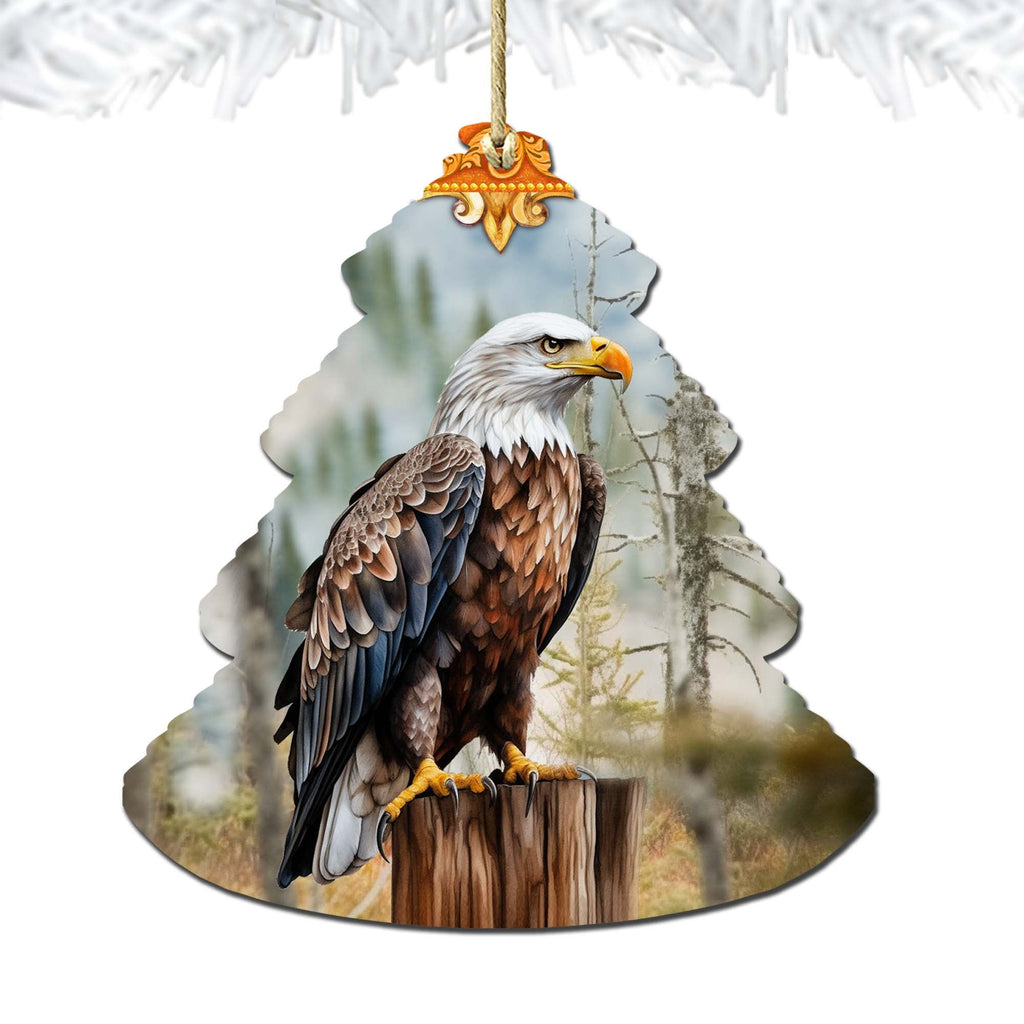 Alaskan Bald Eagle Tree Wooden Ornaments by G.Debrekht - Wildlife Holiday Decor - 870007