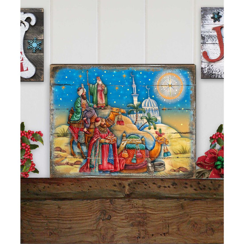 Three Kings Nativity Wooden Wall Art by G. DeBrekht - Nativity Holiday Decor - 8173853B