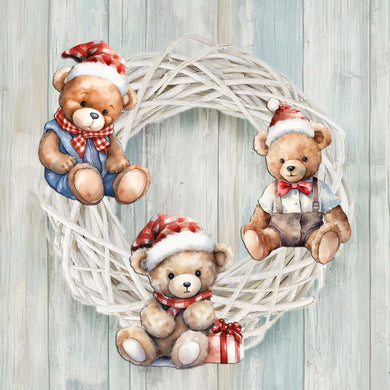 Christmas Teddy Bear Clip-On Eco Wood Decorative Ornaments Set of 3 by G. Debrekht - Christmas Decor - 8091011C-S3
