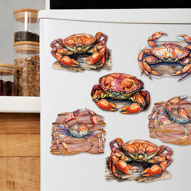 Crabs of the Wild Decorative Eco Wood Magnets Set of 6 by G. Debrekht - Wildlife Decor - 8090121G-S6