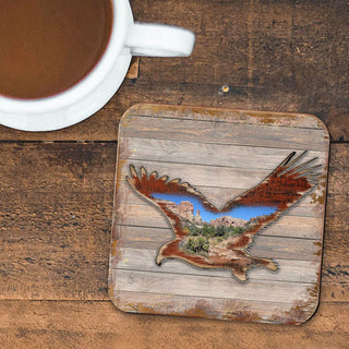 Eagle Wooden Cork Coasters Gift Set of 4 by Nature Wonders - Nature Wildlife Decor - 8199417C-S4
