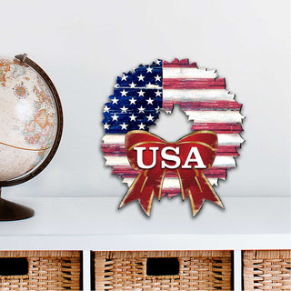 USA American Flag Wreath Holiday Door Decor by G. DeBrekht - American Christmas Decor - 8185302H-USA