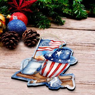 American Farmhouse Decorative Eco Wood Ornaments Set of 3 by G. Debrekht - Patriotic Decor - 8091001-S3