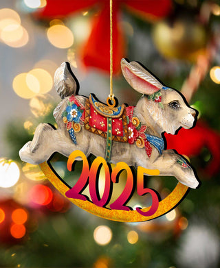 2025 Rocking Bunny Dated Wooden Ornaments by G. DeBrekht - Christmas Decor - 8144503-D25