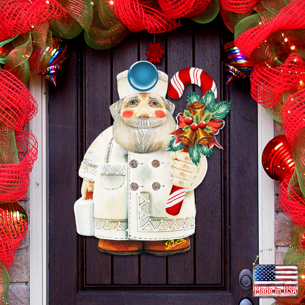 Candy Cane Doctor Santa Door Decor by G. DeBrekht - Christmas Santa Snowman Decor - 8151924H