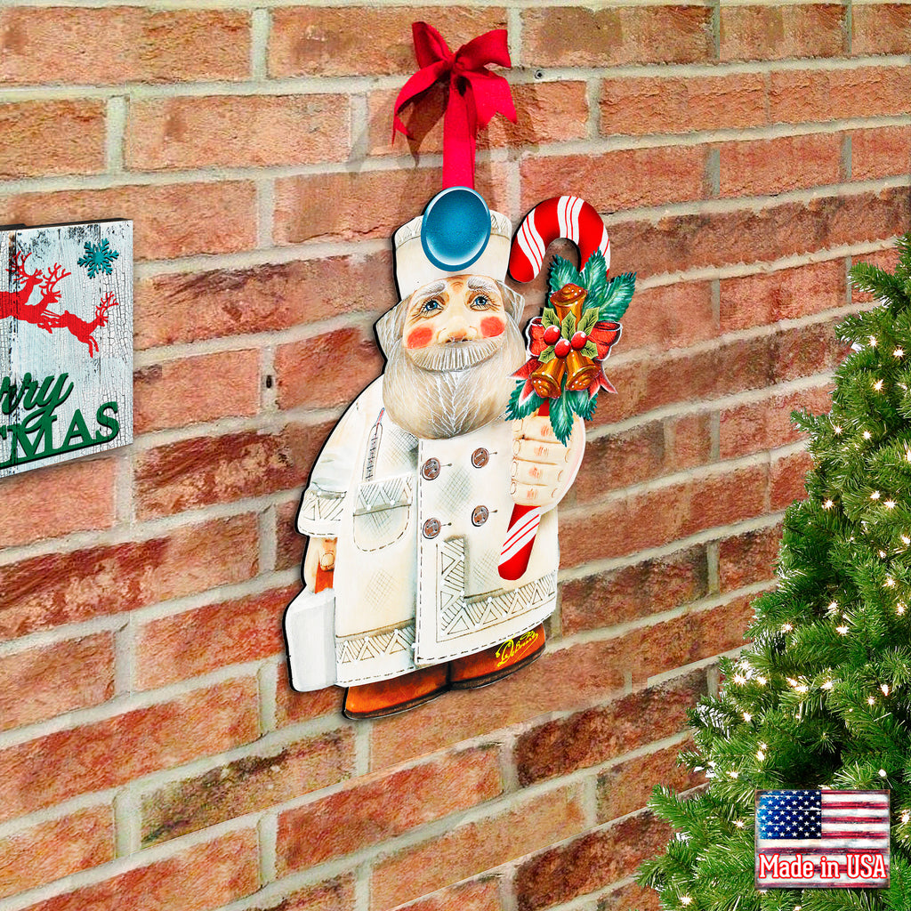 Candy Cane Doctor Santa Door Decor by G. DeBrekht - Christmas Santa Snowman Decor - 8151924H